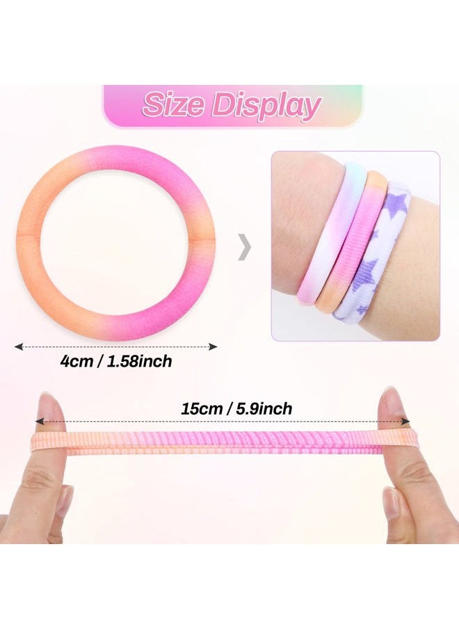 anezus 54Pcs Hair Ties for Girls and Women, Nylon Hair Elastics Hair Bands Ponytail Holders Soft Hair Ties No Damage for Girls Thick Straight Curly Hair Multi-colored  - Image 4