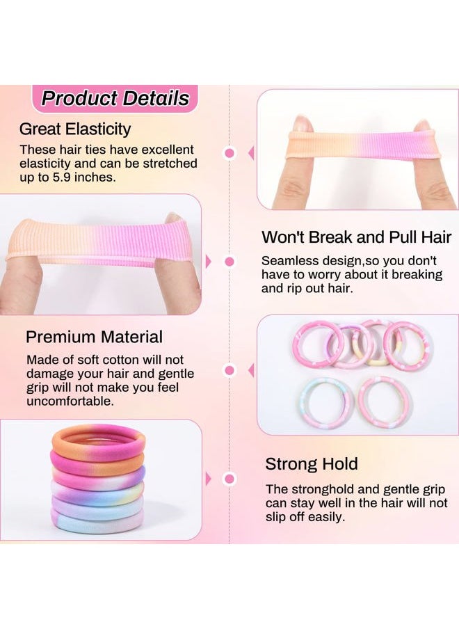 anezus 54Pcs Hair Ties for Girls and Women, Nylon Hair Elastics Hair Bands Ponytail Holders Soft Hair Ties No Damage for Girls Thick Straight Curly Hair Multi-colored  - Image 5
