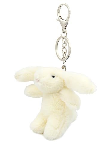 Miokkley Cute Bunny Plush Keychain for Backpack, 3.5" Inch Mini Rabbit Keychain Purse Charm Pendant Gift for Women (Beige) - Image 1