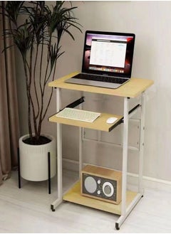 fashionhome Portable Standing Desk Small Desk For Small Spaces Laptop Computer Desk With Layer Storage Rack for Home Office 60 x 40 x 75 Centimeter  - Image 1