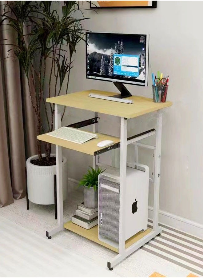 fashionhome - Portable Standing Desk Small Desk For Small Spaces Laptop Computer Desk With Layer Storage Rack for Home Office 60 x 40 x 75 Centimeter - Image 1