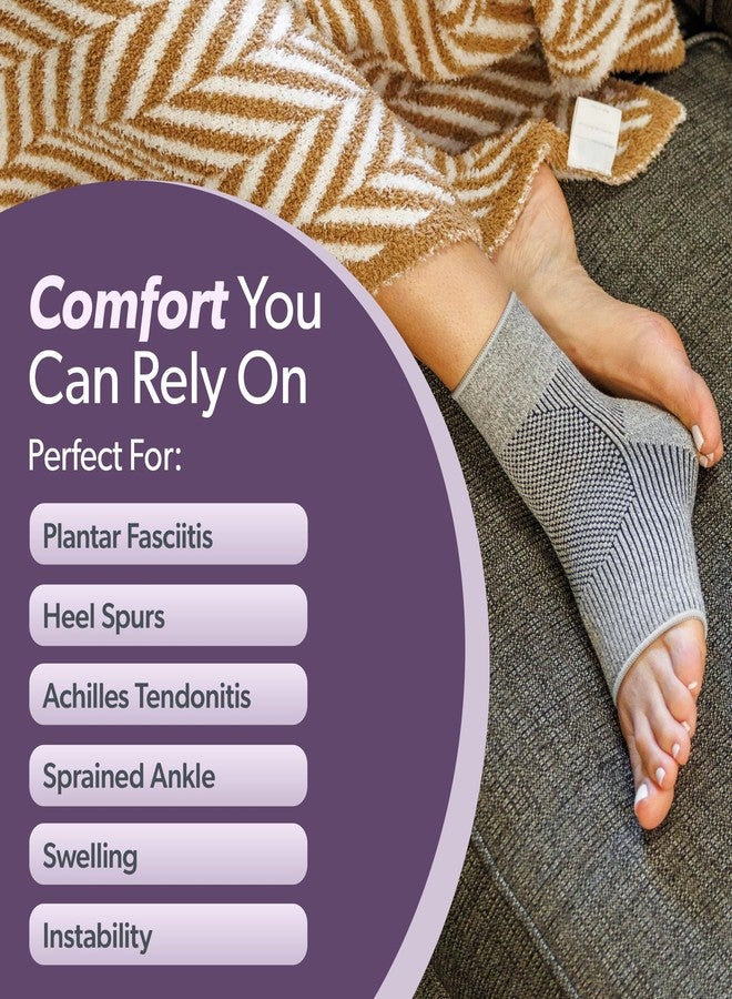 BraceAbility Ankle Compression Sleeve for Foot Pain Relief - Peroneal Tendonitis Brace, Ankle Swelling, Plantar Fasciitis, Achilles Tendon Support Sleeve for Women and Men (Gray - S/M) - Image 5