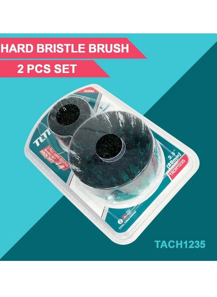 TOTAL Electric Drill Scrubber Brush 2 Pcs/Set Stiff Bristle For Cleaning Carpet, Metal,Tire and Bricks 2" 3.5" TACH1235 - Image 1