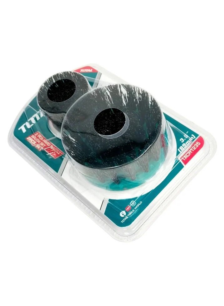 TOTAL Electric Drill Scrubber Brush 2 Pcs/Set Stiff Bristle For Cleaning Carpet, Metal,Tire and Bricks 2" 3.5" TACH1235 - Image 3