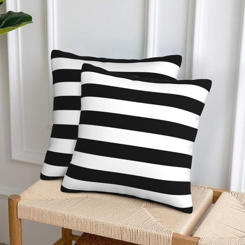 Poream Black and White Stripe Throw Pillow Covers 16x16 in Farmhouse Pillow Case Soft Cushion Covers Set of 2 for Sofa Bed Bedroom Car Chair Living Room Home Decorative - Image 4