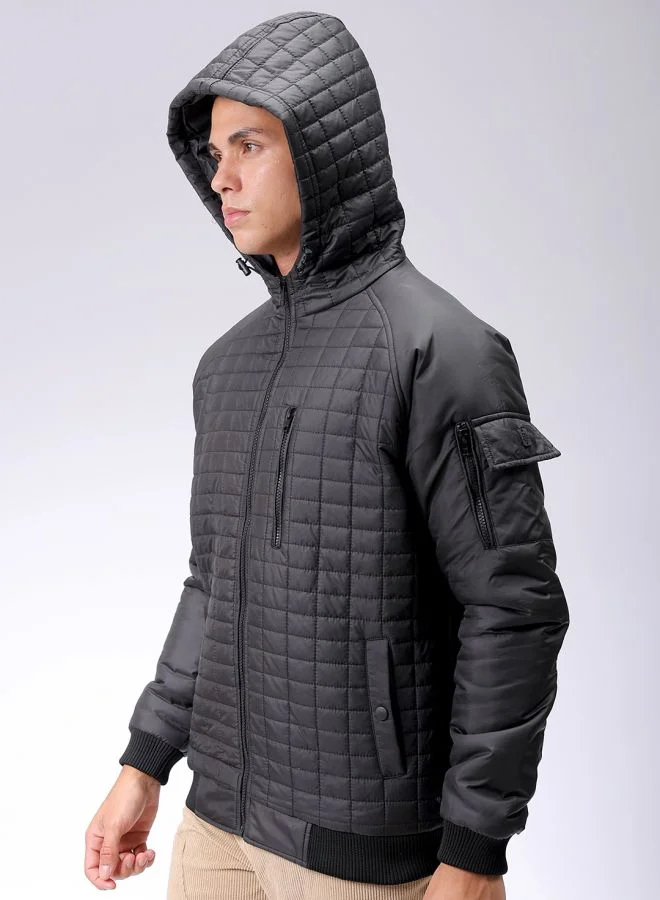 The Indian Garage Co Men Slim Fit Solid Puffer Jackets