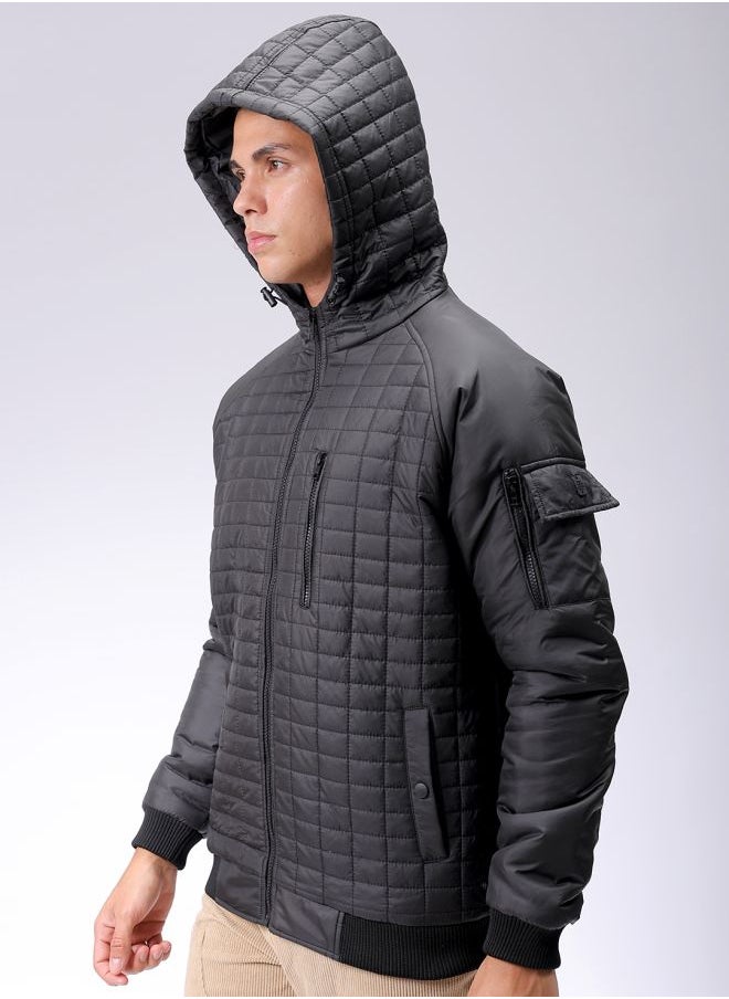 The Indian Garage Co Men Slim Fit Solid Puffer Jackets  - Image 5