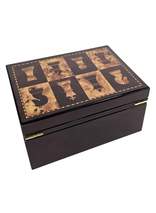 HPL Large High Gloss Cherry and Burlwood Color Locking Chess Storage Box for up to 4 3/4 inch Men Set - Image 3