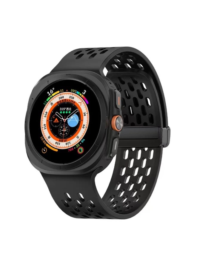 No Gap Breathable Silicone Magnetic Strap Compatible with Samsung Galaxy Watch 7 Ultra 2024 47mm – Sport Replacement Band for Men Women