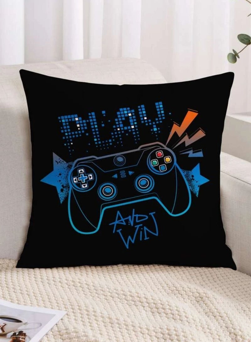 Decorative cushion cover without filling for sofa with gaming print, multi-colour, 45*45cm - Image 1