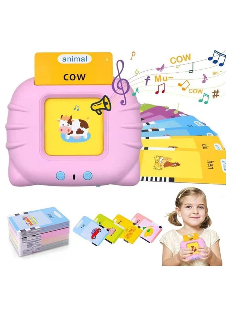 Flash Cards for Toddlers, 224 Words Flashcard Learning toys for 2 3 4 year olds Preschool Learning Resource Electronic Interactive Toys, For Boys and Girls Speech Therapy (PINK 01) - Image 1