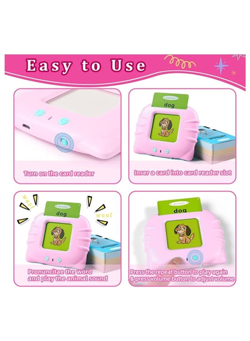 Flash Cards for Toddlers, 224 Words Flashcard Learning toys for 2 3 4 year olds Preschool Learning Resource Electronic Interactive Toys, For Boys and Girls Speech Therapy (PINK 01) - Image 2