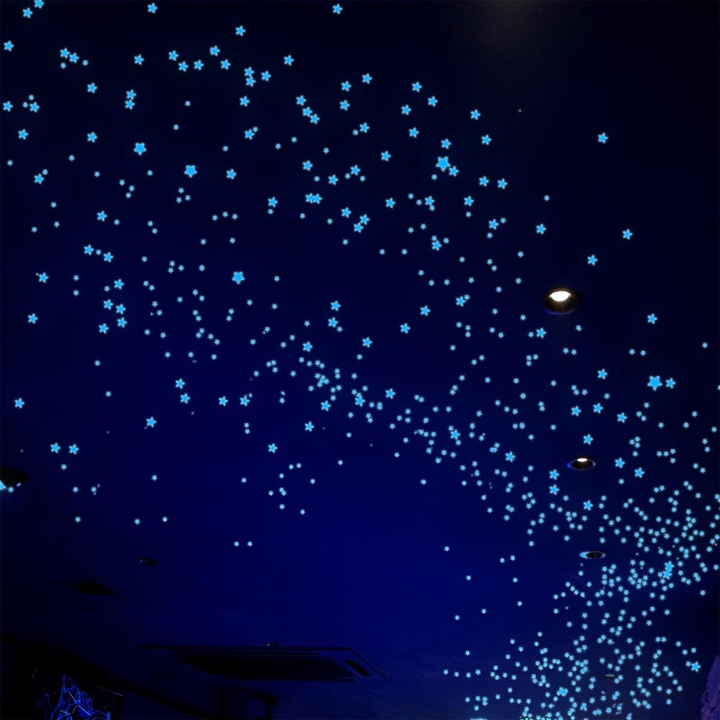 Bairay Glow in The Dark Stars Decals Decor for Ceiling 633 Pcs Realistic 3D Stickers Starry Sky Shining Decoration Perfect for Kids Bedroom Bedding Room Gifts(Blue) - Image 1