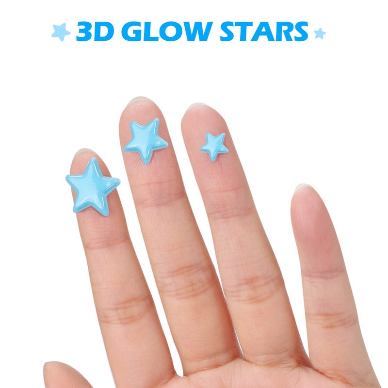 Bairay Glow in The Dark Stars Decals Decor for Ceiling 633 Pcs Realistic 3D Stickers Starry Sky Shining Decoration Perfect for Kids Bedroom Bedding Room Gifts(Blue) - Image 3