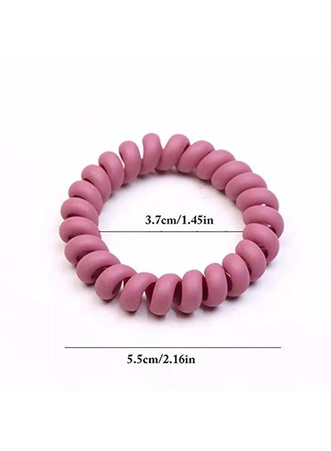 SIADEE Spiral Hair Ties Set - 10 Piece Medium Coil Elastics for Thick Hair, Multicolor No-Crease Telephone Cord Plastic Ties for Women and Girls (Matte Color) - Image 3