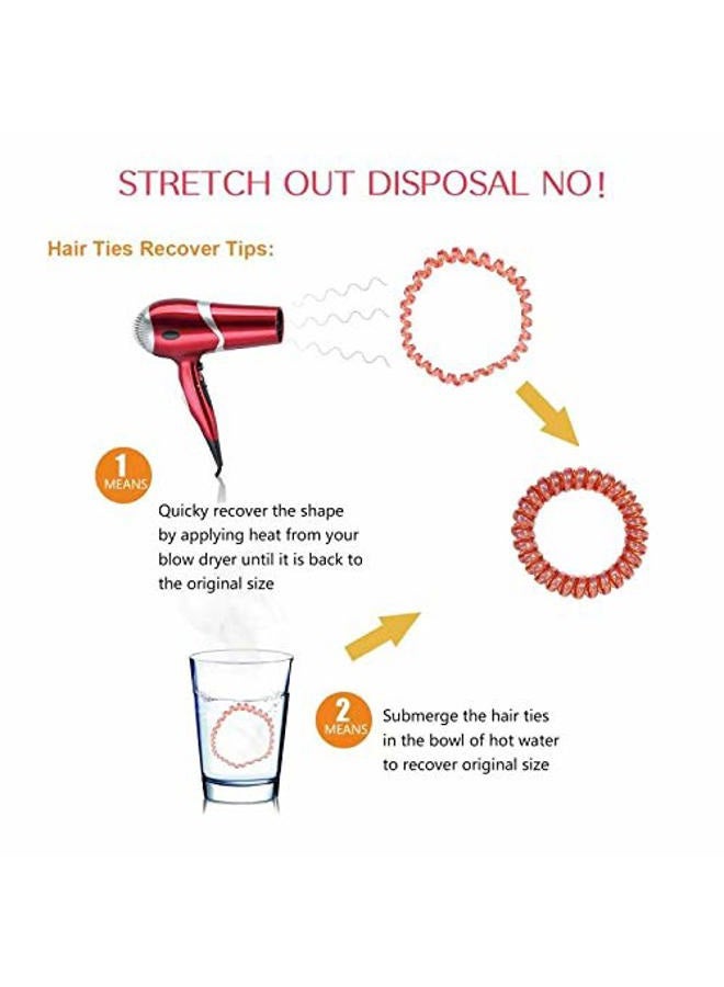 SIADEE Spiral Hair Ties Set - 10 Piece Medium Coil Elastics for Thick Hair, Multicolor No-Crease Telephone Cord Plastic Ties for Women and Girls (Matte Color) - Image 5