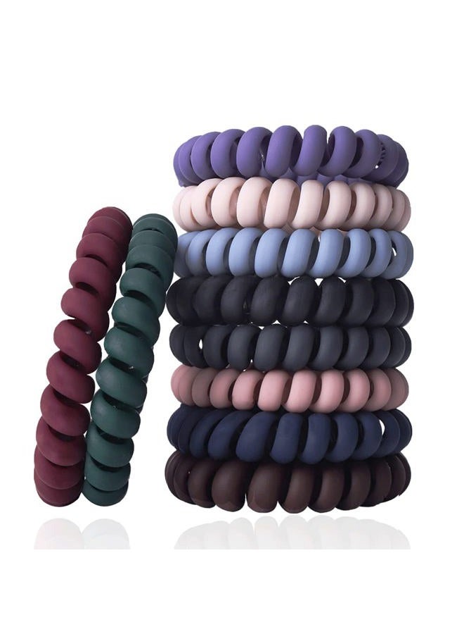 SIADEE Spiral Hair Ties Set - 10 Piece Medium Coil Elastics for Thick Hair, Multicolor No-Crease Telephone Cord Plastic Ties for Women and Girls (Matte Color) - Image 1