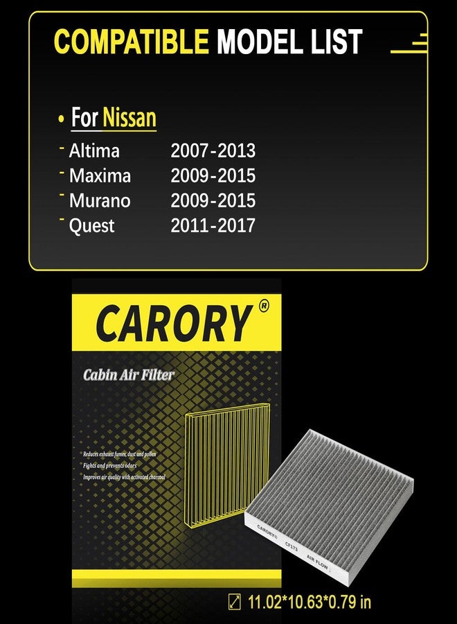 CARORY Cabin Air Filter w/Activated Carbon for 2007-2012 Nissan Altima, 2009-2014 Murano, 2009-2014 Maxima, 2011-2017 Quest, 27277-JA000, 27277-JA00A, 2008 2009 2010 2011 2012 2013 2014 2015 2016 - Image 2
