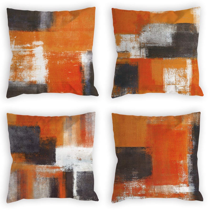 COLORPAPA COLORPAPA Burnt Orange Throw Pillow Covers 18x18 Set of 4 Decorative Cushion Cover Taupe Abstract Art Painting Pillowcase for Sofa Bedroom Living Room Dcor