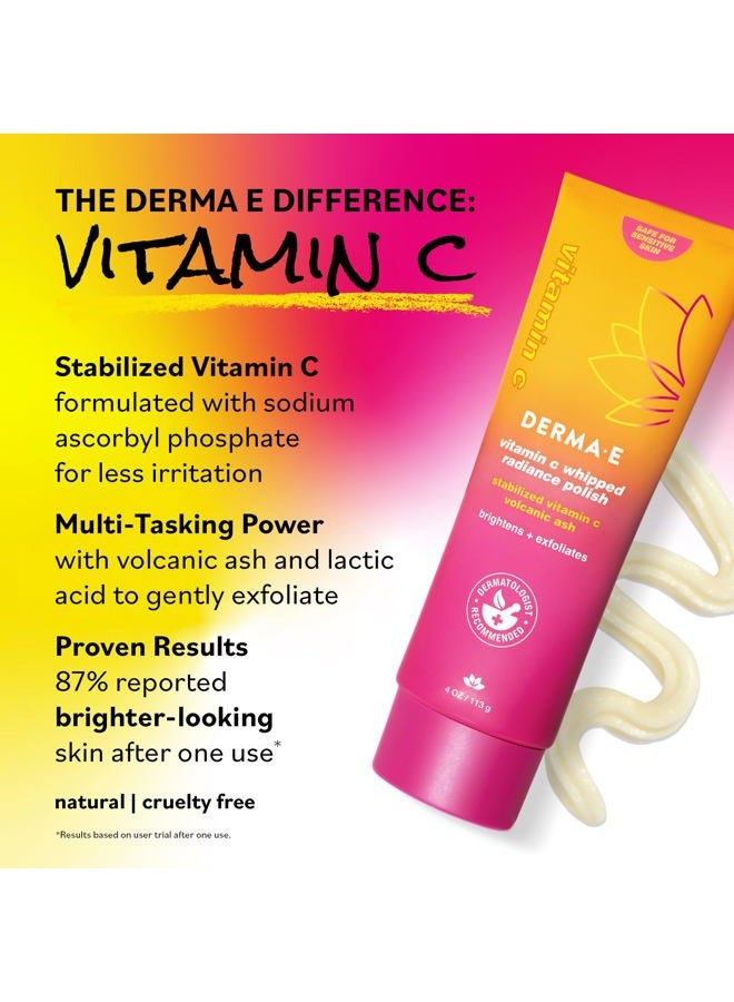 derma-e DERMA E Face Exfoliator, Vitamin C Whipped Radiance Polish, 4 Oz, Stabilized Vitamin C & Dual-Action Exfoliation to Help Brighten, Exfoliate & Protect Skin Barrier, Gentle Skin Care - Image 4