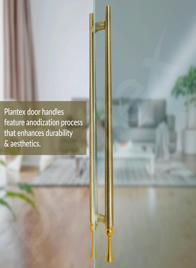 Plantex Main Door Handle/Stainless Steel & Aluminium Door Handle/600mm Pull-Push Handle for Home/Office/Hotel - Pack of 1 (DTMD-413, Brass Antique & Gold) - Image 4