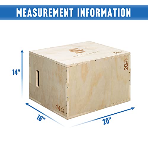 Elevens 3 in 1 Wooden Plyo Box Jump Box Plyometric Box for Jumping Trainer, Skipping, Jumping, Lunges, Box Jumps, Squats, Step-Ups, Dips (20"x14"x16") - Image 2