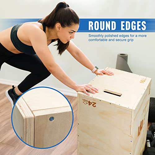 Elevens 3 in 1 Wooden Plyo Box Jump Box Plyometric Box for Jumping Trainer, Skipping, Jumping, Lunges, Box Jumps, Squats, Step-Ups, Dips (20"x14"x16") - Image 5