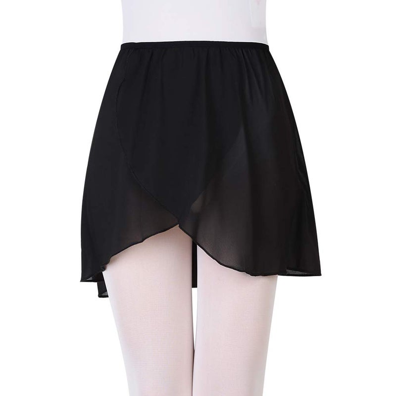 Bezioner Ballet Wrap Skirt - Black Chiffon for Girls and Women, Pull-on Elastic Waist Dance Skirt, Black M - Image 3