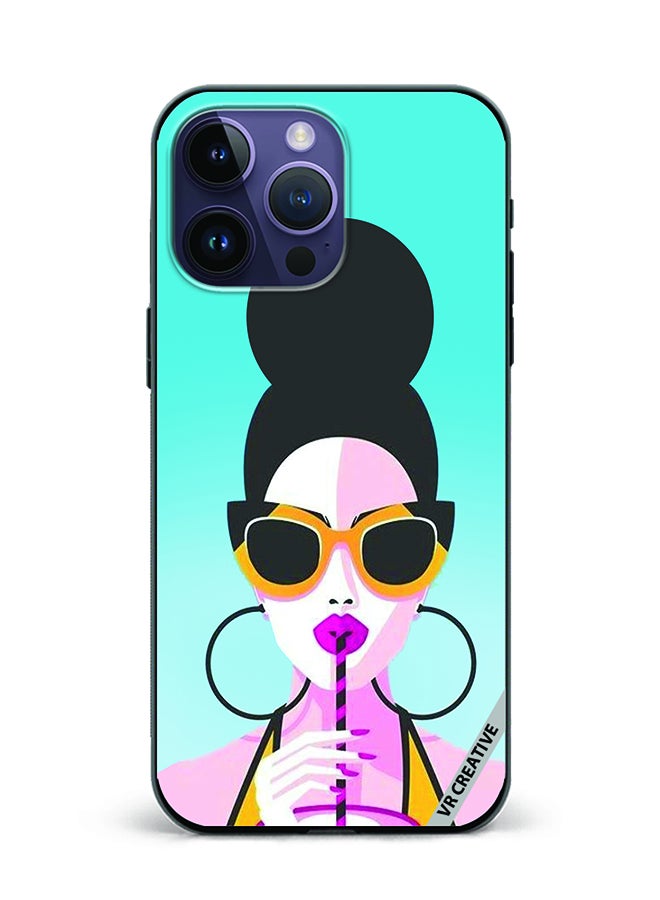Protective Case Cover For Apple iPhone 16 Pro Max Girl Having Drink Design Multicolour