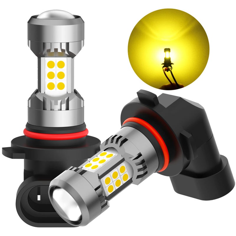 PHINLION H10 9145 Yellow LED Fog Light Bulbs 3400 Lumens Super Bright 3030 30-SMD Chips PY20D 3000K Replacement Lamps for Cars, Trucks, SUVs, Pack of 2