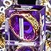 OUKELANWO Magic Lord Rings DND Dice Set with Box 7Pcs Resin LOTR DD Dice Set for Role Playing Game Purple Dungeons Dragons D and D Sharp Edge Dice D20 D12 D10 D8 D6 D4 - Image 2