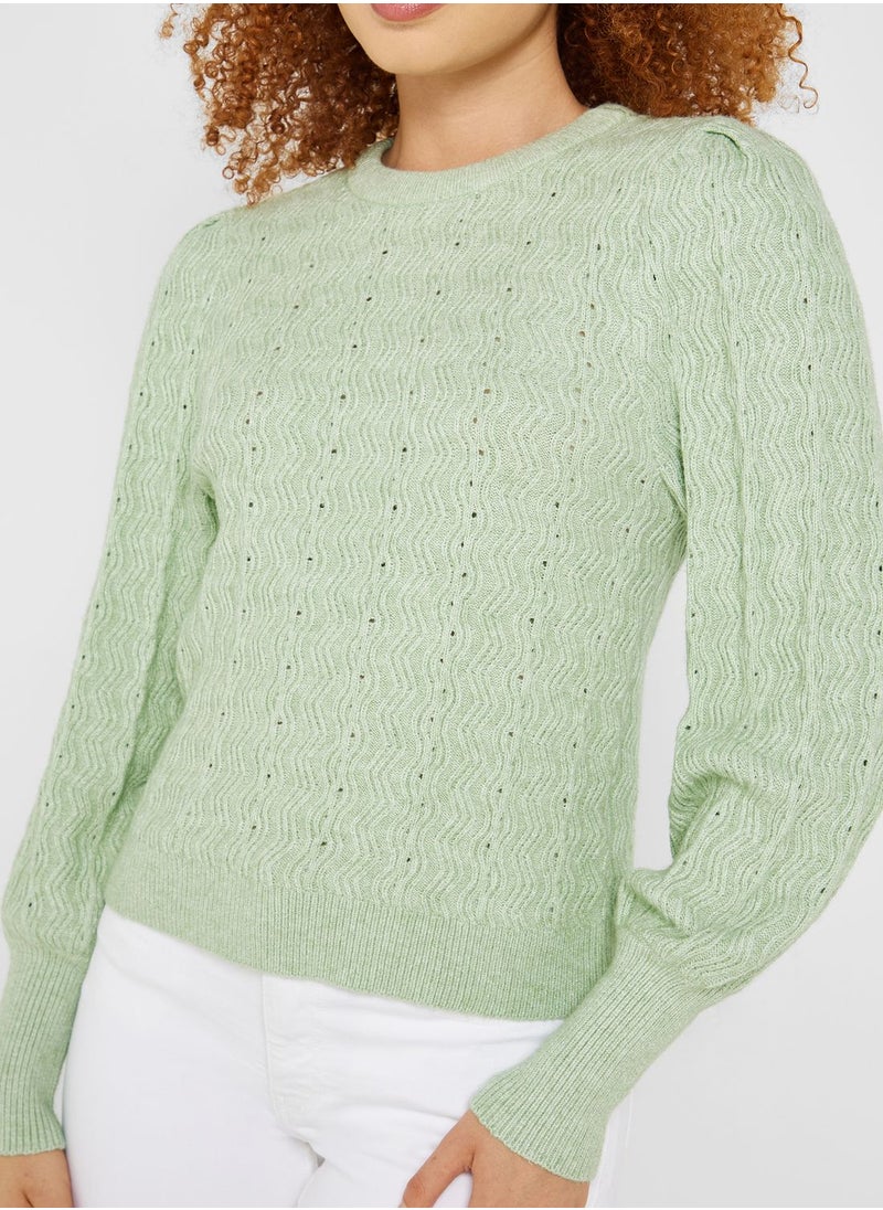 ONLY - Puff Sleeve Crew Neck Sweater - Image 1
