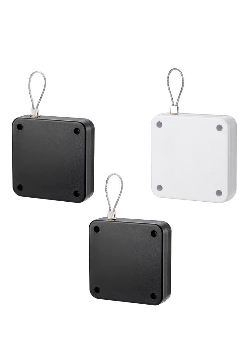 VICTGOAL Punch-Free Automatic Sensor Door Closer, 3 Pack Multifunctional Door Closer, Residential Commercial Auto Door Closer with Steel Drawstring (Black & White)(Stainless Steel） (Square)  - Image 1