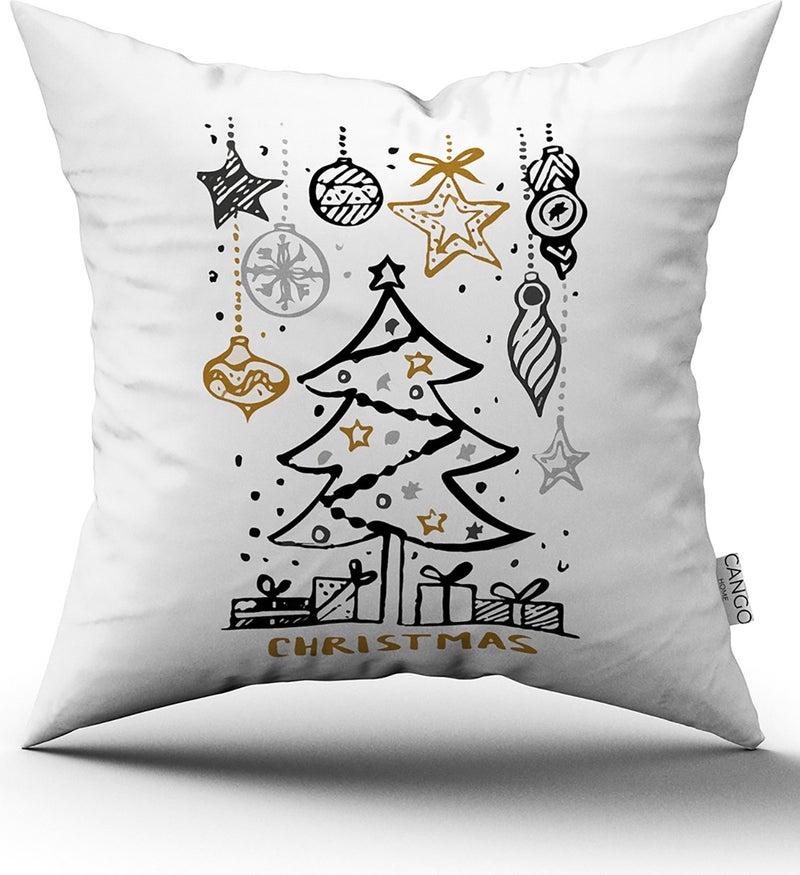 Gray Brown Christmas Themed Digital Printed Throw Pillow Cover CGH864
