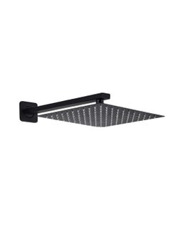 ZAP ZAP OHSQ89 360 Degree Rotation Black Square Wall Mounted Overhead Shower Stainless Steel | Anti-MIcrobial Silicon Nozzle | Ultra Thin & Lightweight Only Overhead Shower (6 Inch, With Shower Arm)  - Image 2