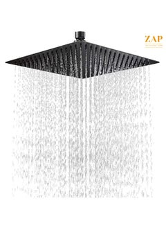 ZAP ZAP OHSQ89 360 Degree Rotation Black Square Wall Mounted Overhead Shower Stainless Steel | Anti-MIcrobial Silicon Nozzle | Ultra Thin & Lightweight Only Overhead Shower (6 Inch, With Shower Arm)  - Image 4
