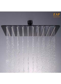 ZAP ZAP OHSQ89 360 Degree Rotation Black Square Wall Mounted Overhead Shower Stainless Steel | Anti-MIcrobial Silicon Nozzle | Ultra Thin & Lightweight Only Overhead Shower (6 Inch, With Shower Arm)  - Image 5