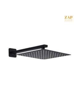 ZAP ZAP OHSQ89 360 Degree Rotation Black Square Wall Mounted Overhead Shower Stainless Steel | Anti-MIcrobial Silicon Nozzle | Ultra Thin & Lightweight Only Overhead Shower (6 Inch, With Shower Arm)  - Image 3