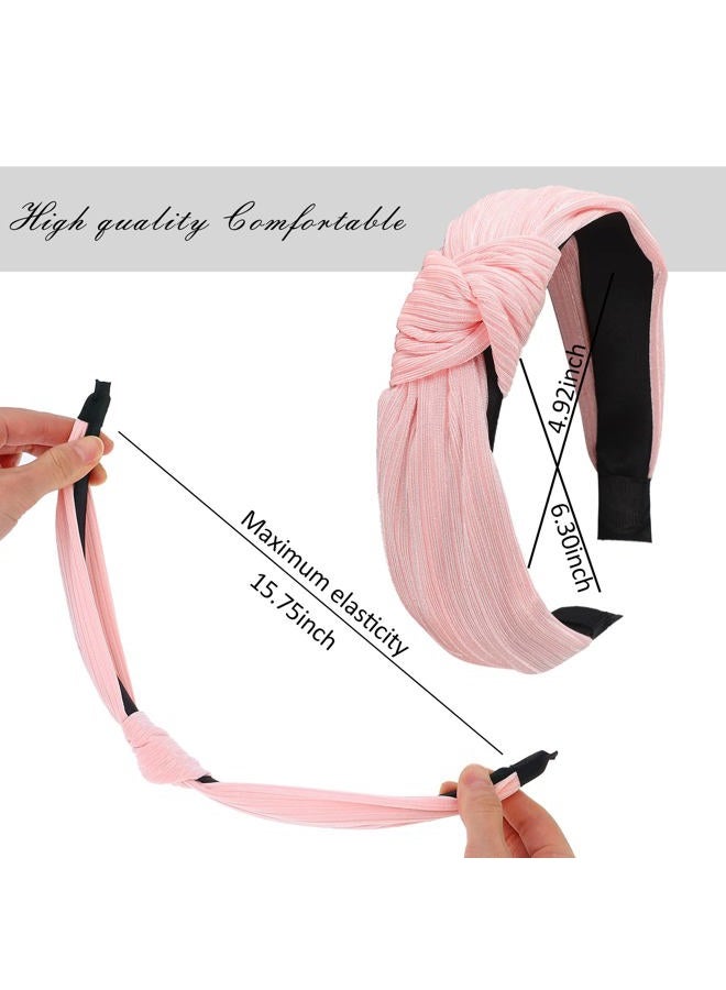 LOVNFC Womens Headbands, 5Pcs Knotted Head Bands No Slip Fashion for women Girls red pink white yellow(Mixed Color B) - Image 3