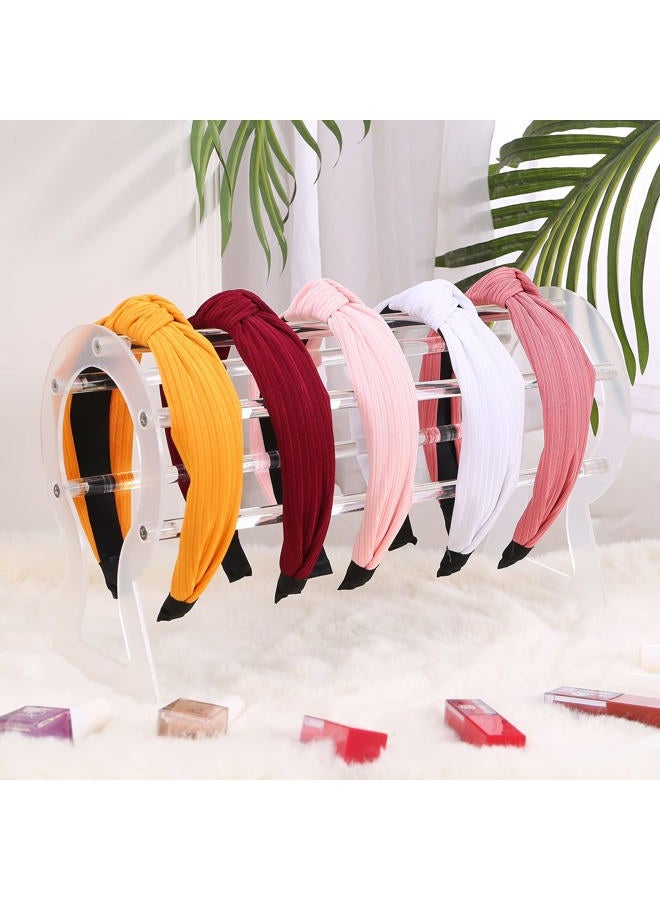 LOVNFC Womens Headbands, 5Pcs Knotted Head Bands No Slip Fashion for women Girls red pink white yellow(Mixed Color B) - Image 2