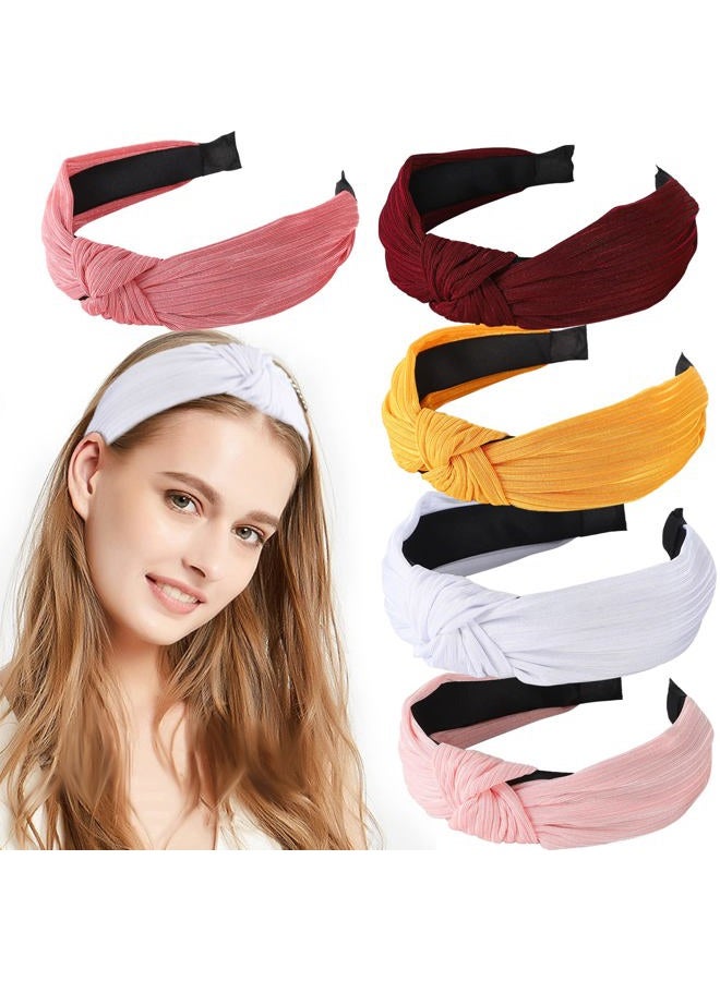 LOVNFC Womens Headbands, 5Pcs Knotted Head Bands No Slip Fashion for women Girls red pink white yellow(Mixed Color B) - Image 1