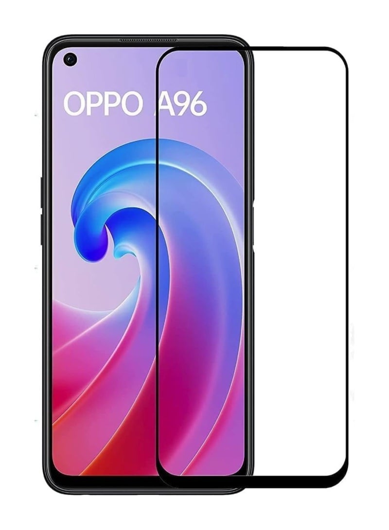 M7molge Full Coverage Glass Screen Protector for Oppo A96 - Black Frame - Image 1