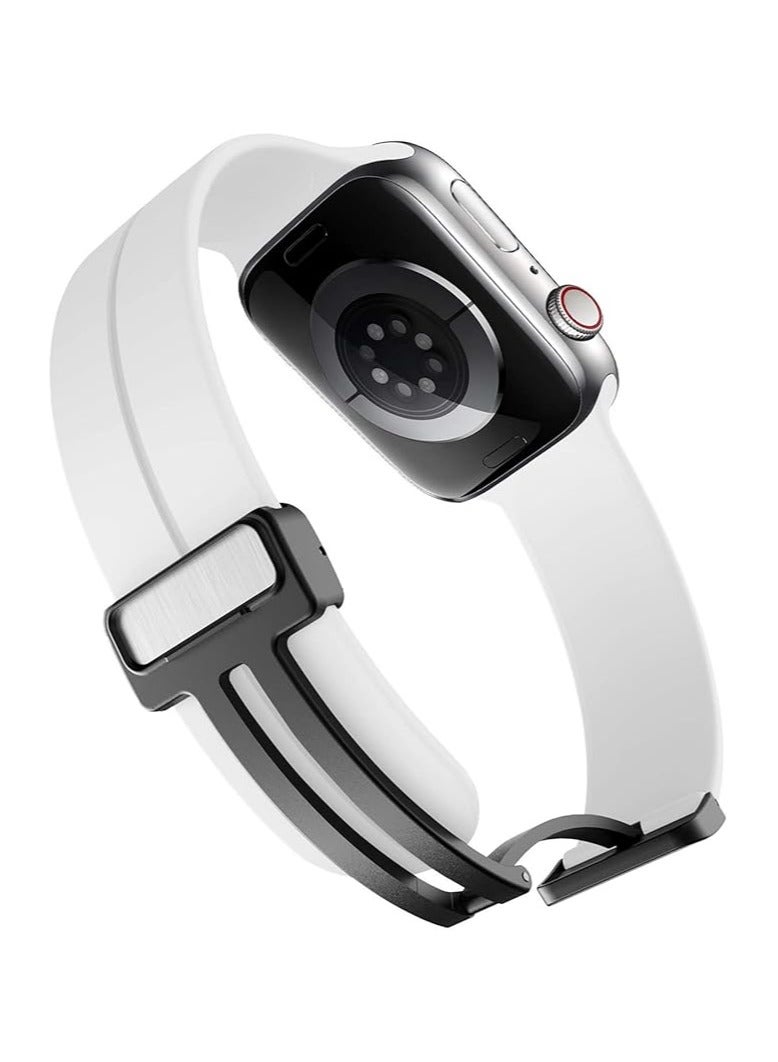 Denx Magnetic Silicone Band for Apple Watch 41mm 40mm 45mm 44mm 49mm 38mm 42mm, Women Men Replacement Wristbands Silicone Sport Strap for Apple Watch Series 9/Ultra 2/8/Ultra/7/SE/SE 2nd/6/5/4/3/2/1, iWatch Band (White) - Image 2