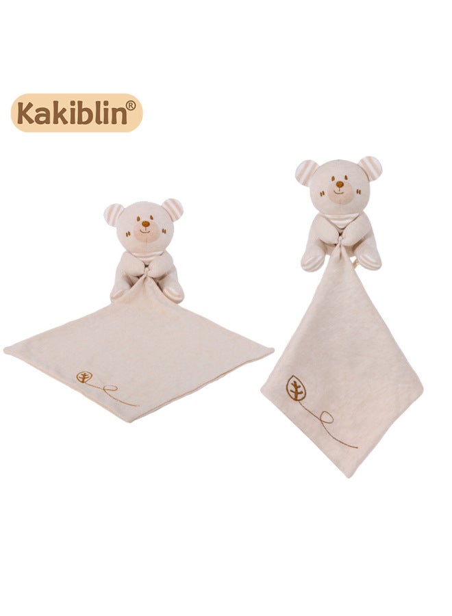 Kakiblin Organic Cotton Doll Comfort Towel Baby Entrance Bite Saliva Towel Newborn Sleeping Toy-Color:Organic Cotton Bear Doll Towel (bag)  - Image 1