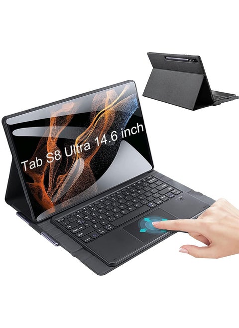 Keyboard Case Compatible with Samsung Galaxy Tab S8 Ultra 14.6 Inch 2022, Magnetically Detachable Bluetooth Keyboard with Touchpad, Slim Stand Cover, Auto Sleep/Wake,