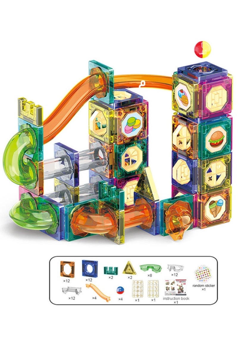 Magnetic Building Blocks for Kids – 94-Piece Magnetic Marble Track Construction Toy Set – STEM Educational Toys for Boys and Girls – Creative DIY Building Kit with Safe Rounded Edges - Image 1