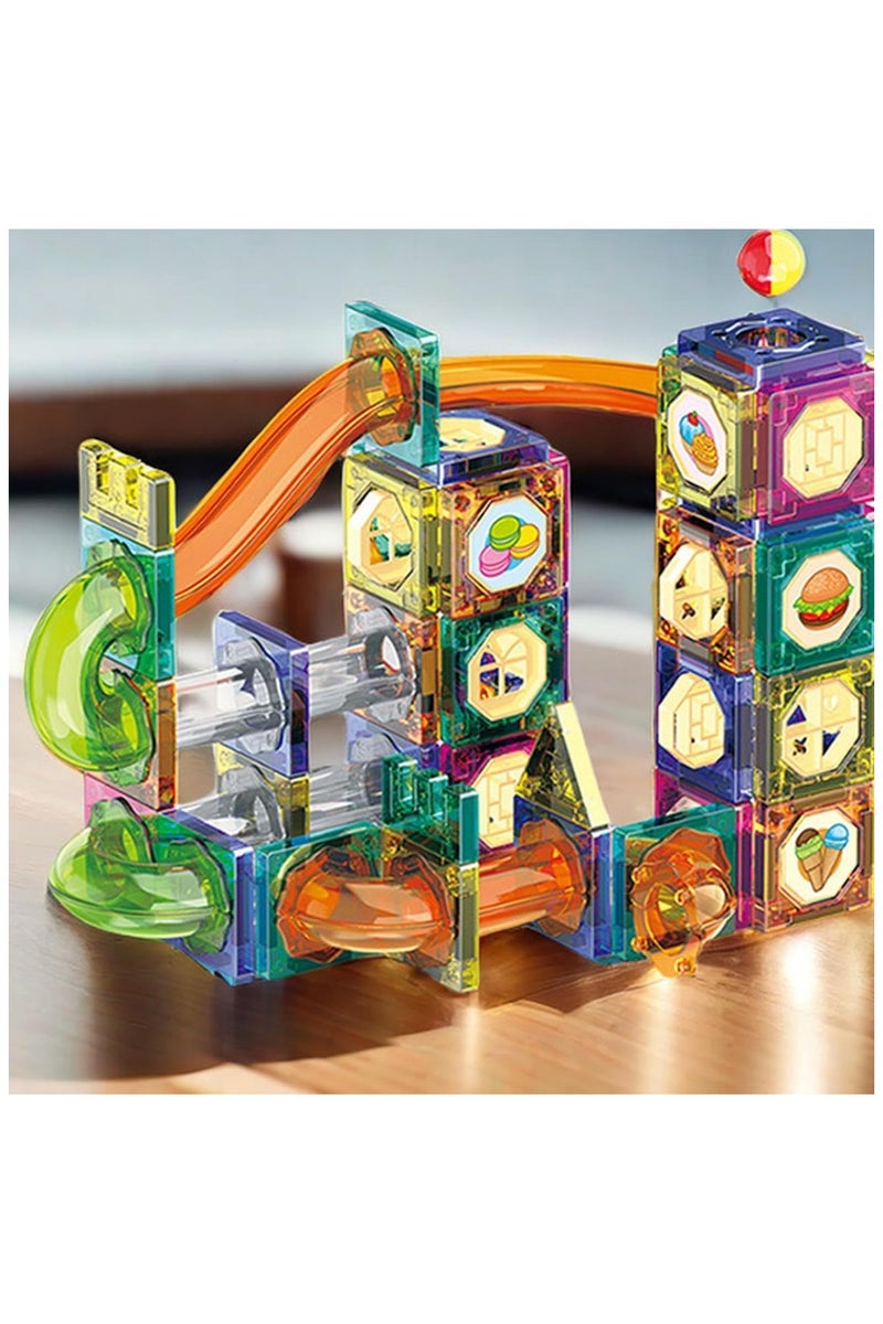 Magnetic Building Blocks for Kids – 94-Piece Magnetic Marble Track Construction Toy Set – STEM Educational Toys for Boys and Girls – Creative DIY Building Kit with Safe Rounded Edges - Image 2