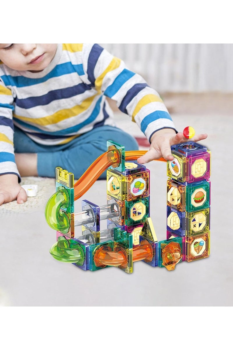Magnetic Building Blocks for Kids – 94-Piece Magnetic Marble Track Construction Toy Set – STEM Educational Toys for Boys and Girls – Creative DIY Building Kit with Safe Rounded Edges - Image 3