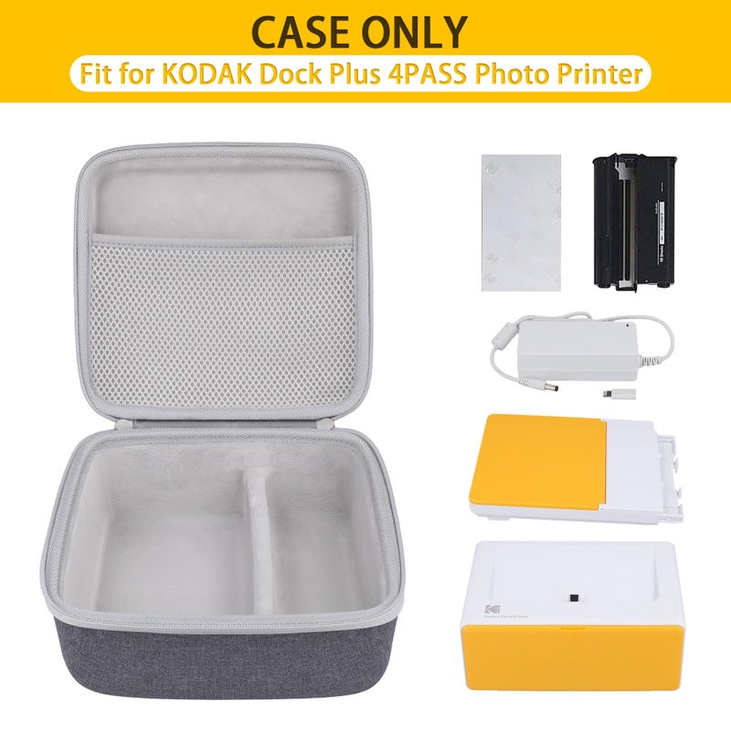 co2CREA Hard Case Compatible with KODAK Dock Plus 4PASS Instant Photo Printer 4x6, Photo Papers/Power Adapter/Cartridge and Other Accessories, Grey Case - Image 2