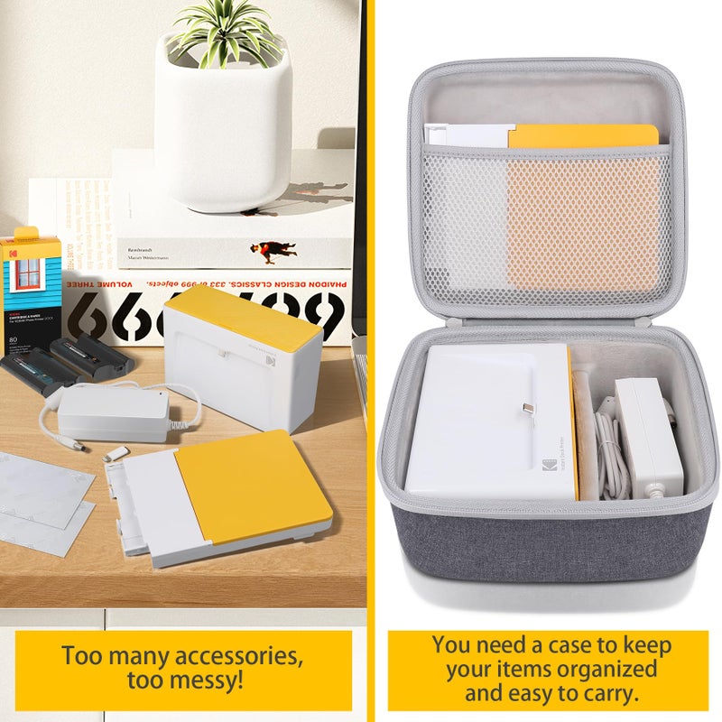 co2CREA Hard Case Compatible with KODAK Dock Plus 4PASS Instant Photo Printer 4x6, Photo Papers/Power Adapter/Cartridge and Other Accessories, Grey Case - Image 3